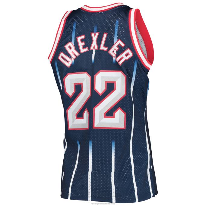 NBA 0F6D2254 houston cohetes clyde drexler mitchell & ness azul marino hardwood classics swingman jersey