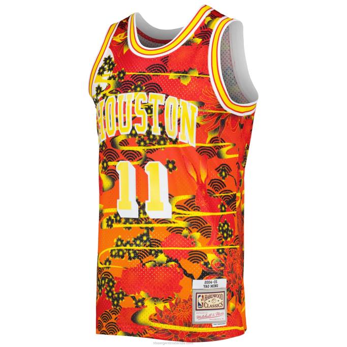 NBA 0F6D2815 houston cohetes yao ming mitchell & ness rojo clásico de madera dura año nuevo lunar jersey swingman