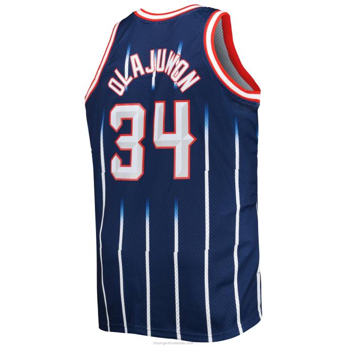 NBA 0F6D7576 houston cohetes hakeem olajuwon mitchell & ness azul marino grandes y altos clásicos de madera dura jersey swingman