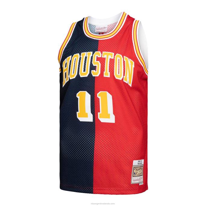 NBA 0F6D7804 houston cohetes yao ming mitchell & ness azul marino/rojo hardwood classics split swingman jersey