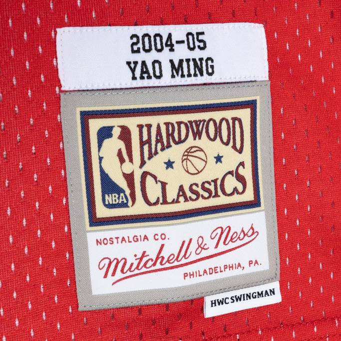 NBA 0F6D7804 houston cohetes yao ming mitchell & ness azul marino/rojo hardwood classics split swingman jersey