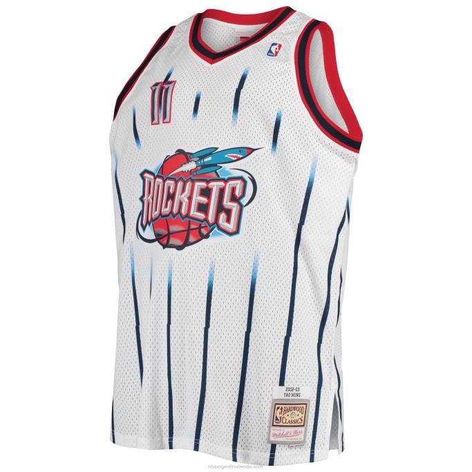 NBA 0F6D8410 houston cohetes yao ming mitchell & ness blanco grande y alto clásico de madera dura jersey swingman