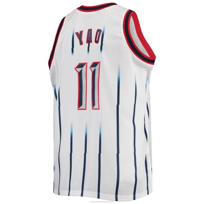 NBA 0F6D8410 houston cohetes yao ming mitchell & ness blanco grande y alto clásico de madera dura jersey swingman