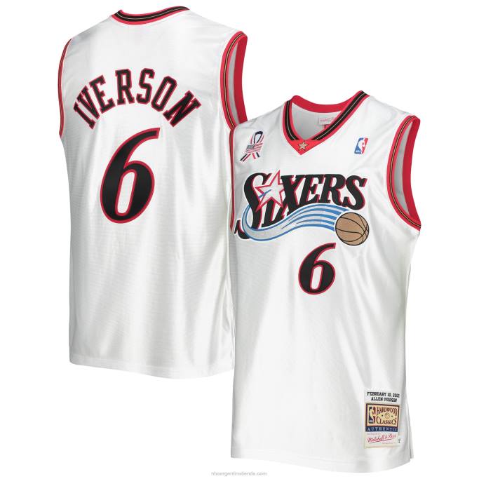 NBA 0F6D3115 conferencia del este allen iverson white hardwood classics juego auténtico jersey