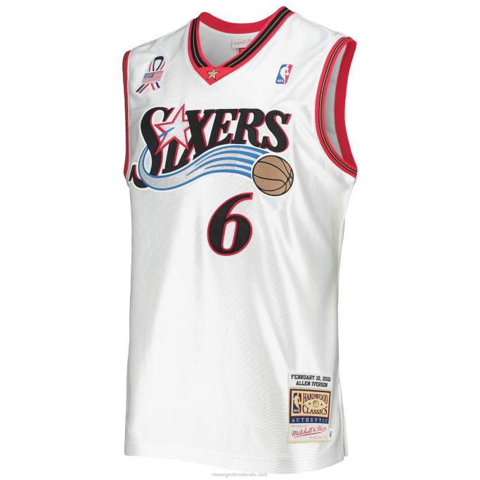 NBA 0F6D3115 conferencia del este allen iverson white hardwood classics juego auténtico jersey