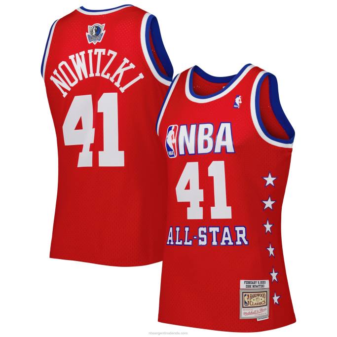 NBA 0F6D458 conferencia occidental dirk nowitzki mitchell & ness rojo 2003 all star game swingman jersey
