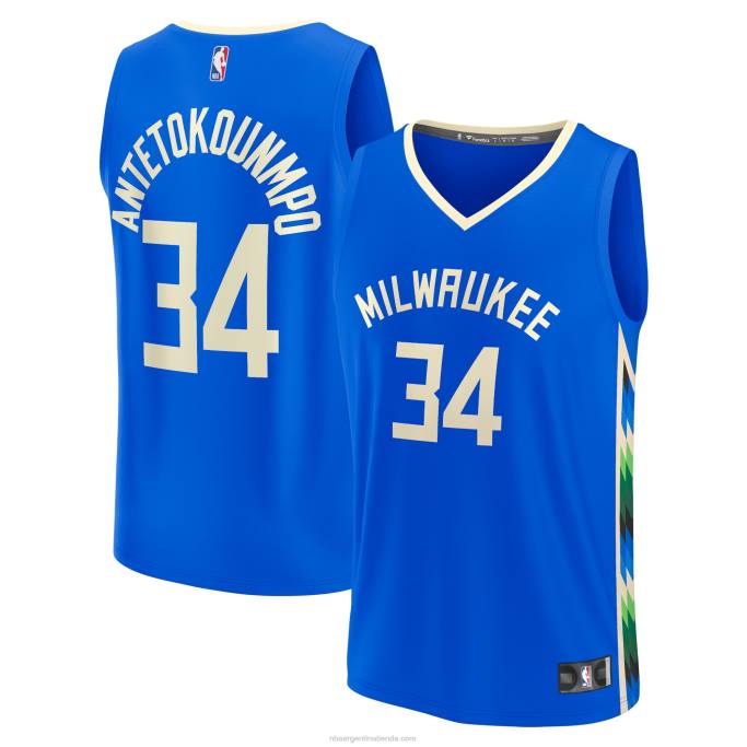 NBA 0F6D106 camiseta milwaukee bucks giannis antetokounmpo royal fastbreak