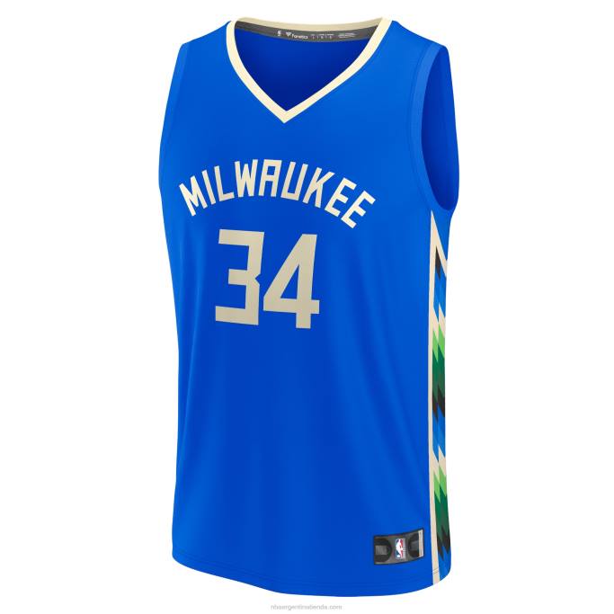 NBA 0F6D106 camiseta milwaukee bucks giannis antetokounmpo royal fastbreak