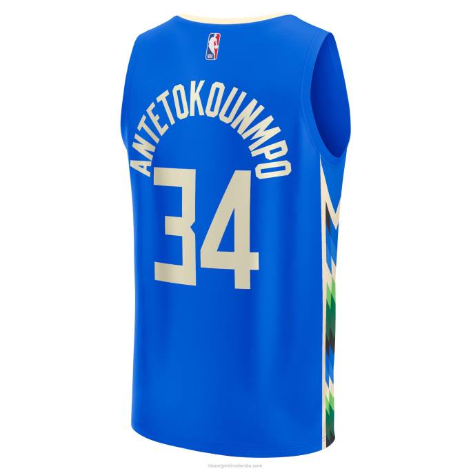 NBA 0F6D106 camiseta milwaukee bucks giannis antetokounmpo royal fastbreak