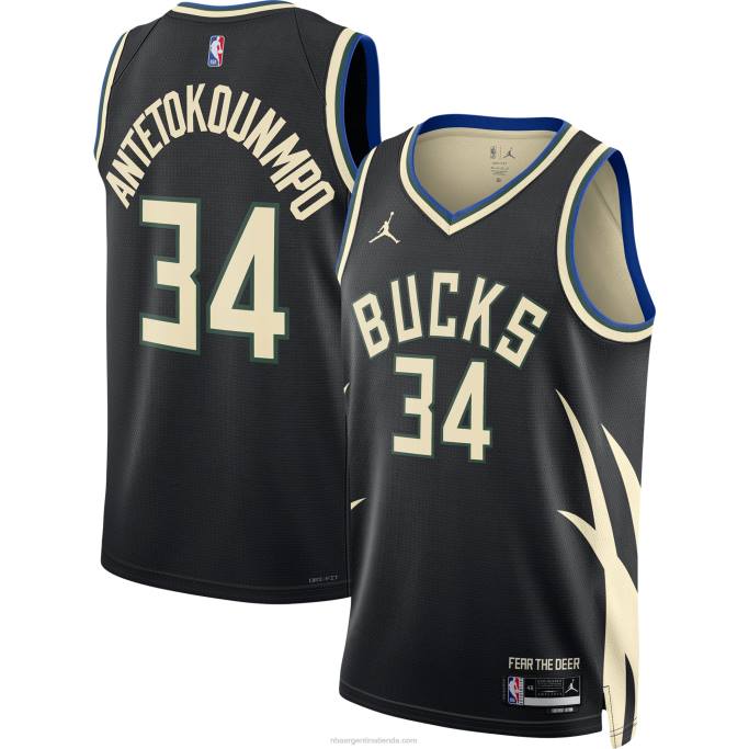 NBA 0F6D15 milwaukee bucks giannis antetokounmpo jordan marca negro swingman jersey