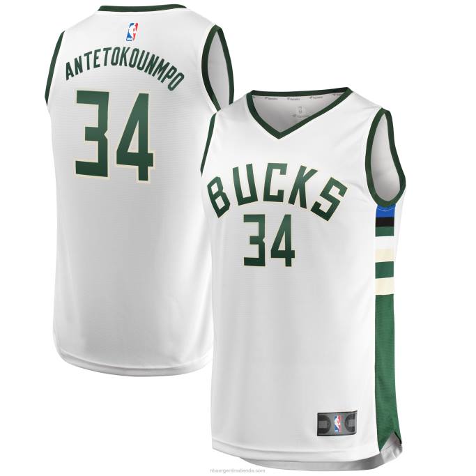 NBA 0F6D197 milwaukee bucks giannis antetokounmpo camiseta réplica blanca de descanso rápido