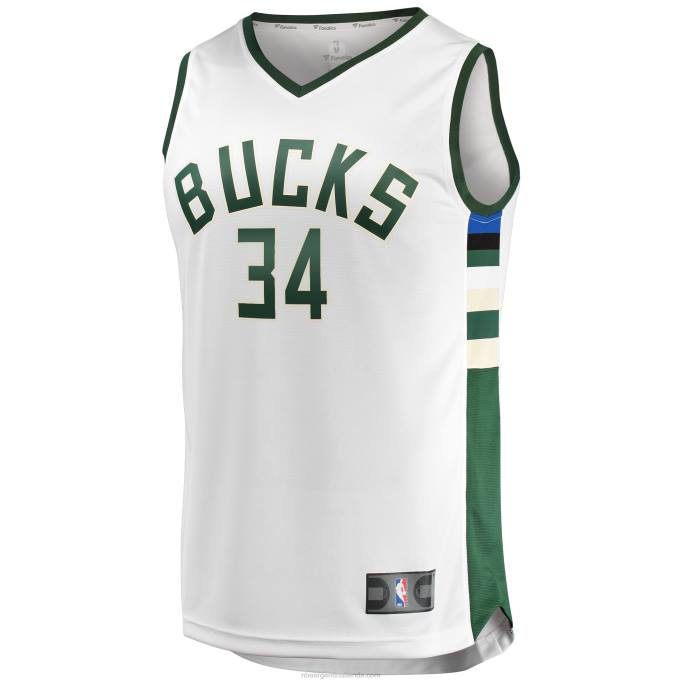 NBA 0F6D197 milwaukee bucks giannis antetokounmpo camiseta réplica blanca de descanso rápido