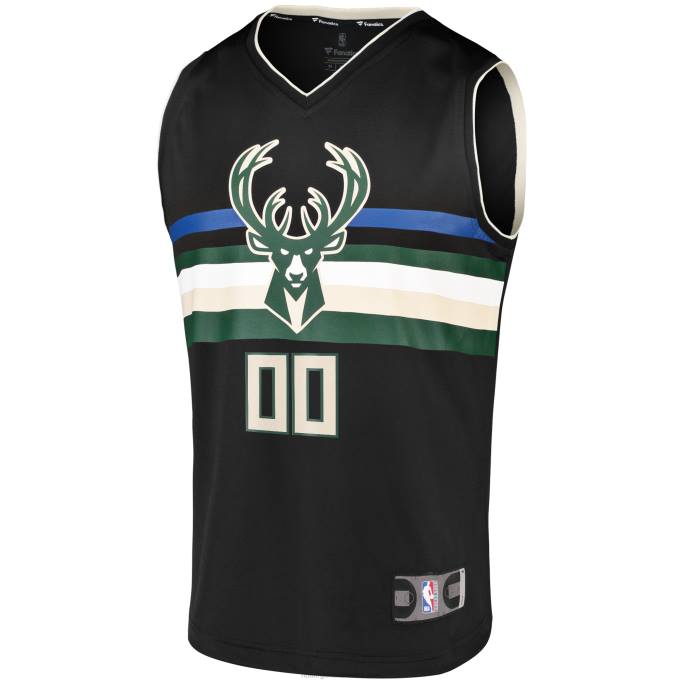 NBA 0F6D207 camiseta personalizada replica milwaukee bucks negra fast break