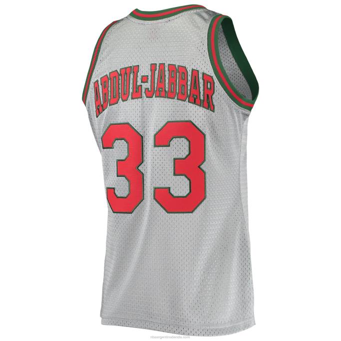 NBA 0F6D2951 milwaukee bucks kareem abdul-jabbar plata 75 aniversario 1971-72 camiseta de alero de madera dura