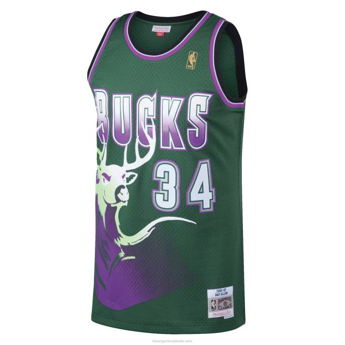 NBA 0F6D296 milwaukee bucks ray allen mitchell & ness kelly green hardwood classics swingman jersey