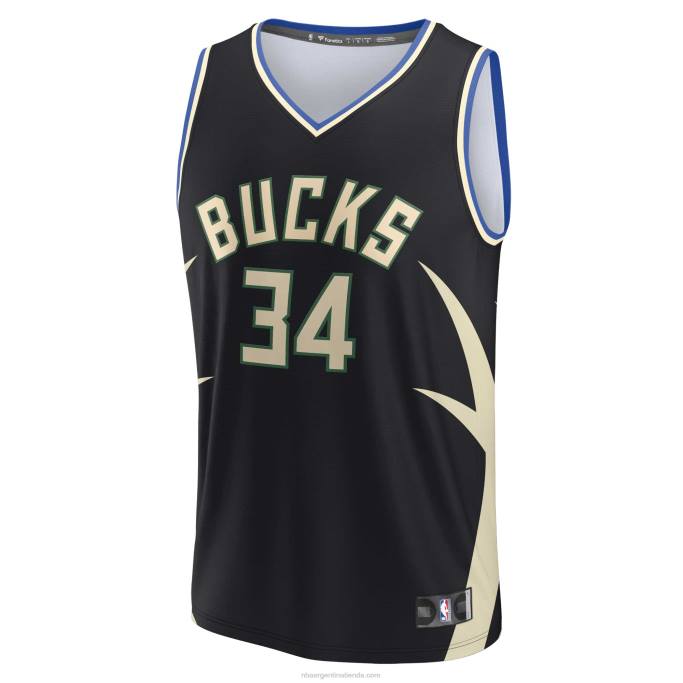 NBA 0F6D31 milwaukee bucks giannis antetokounmpo camiseta de jugador de réplica de descanso rápido negro