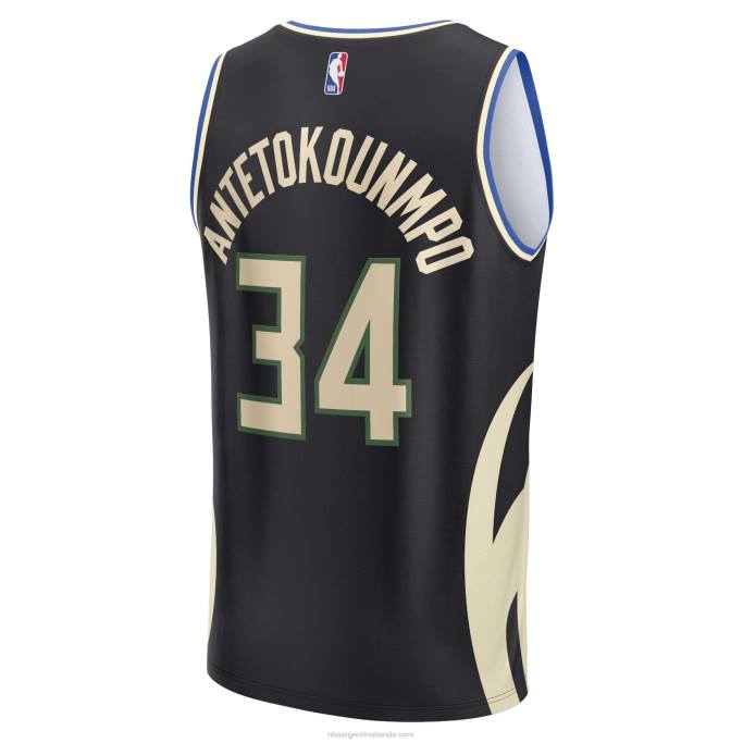 NBA 0F6D31 milwaukee bucks giannis antetokounmpo camiseta de jugador de réplica de descanso rápido negro