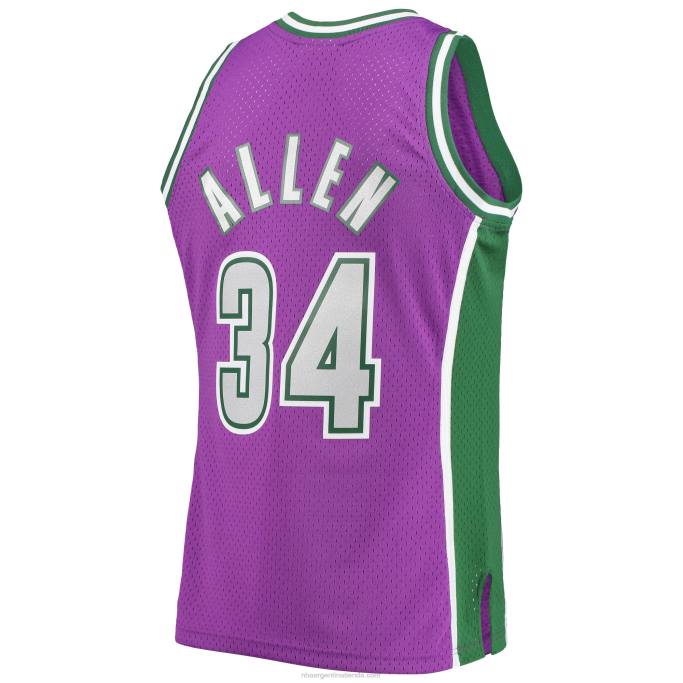 NBA 0F6D3266 milwaukee bucks ray allen mitchell & ness púrpura hardwood classics swingman jersey
