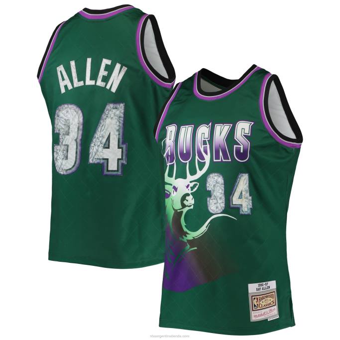 NBA 0F6D7611 milwaukee bucks ray allen green hardwood classics 75 aniversario diamante swingman jersey