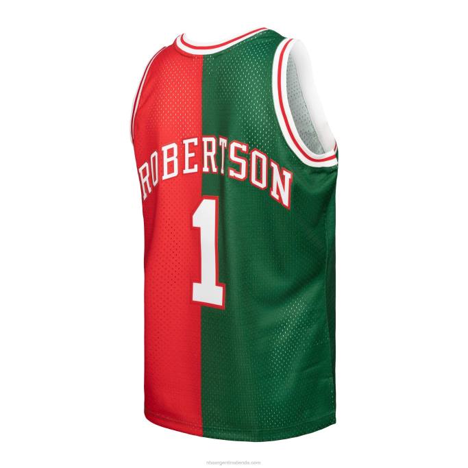 NBA 0F6D7719 camiseta milwaukee bucks oscar robertson green/red hardwood classics 1971-72 split swingman