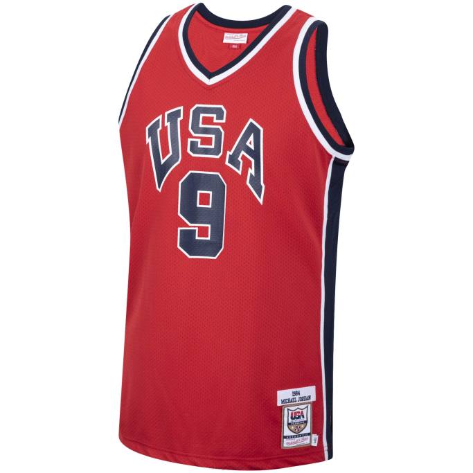 NBA 0F6D2923 camiseta usa basketball michael jordan mitchell & ness rojo autentico 1984