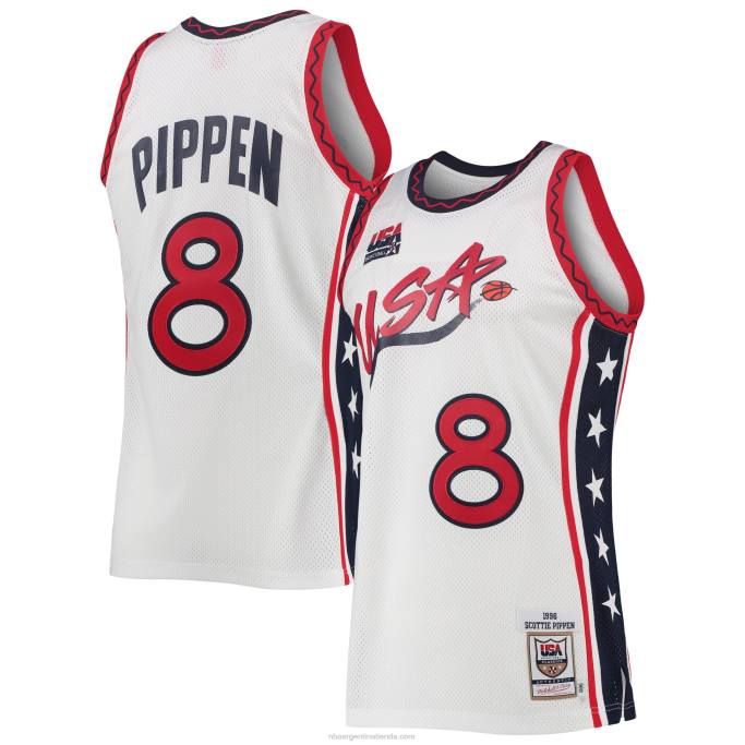 NBA 0F6D6728 usa basketball scottie pippen mitchell & ness white hardwood classics auténtico jersey