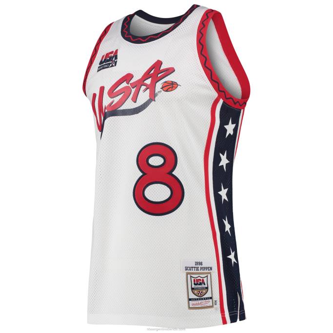 NBA 0F6D6728 usa basketball scottie pippen mitchell & ness white hardwood classics auténtico jersey