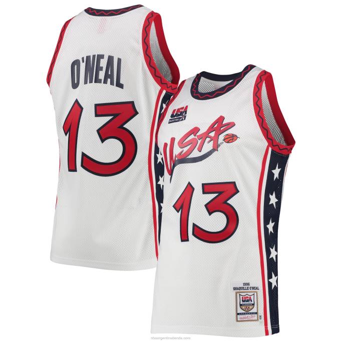 NBA 0F6D6985 usa basketball shaquille o'neal mitchell & ness white hardwood classics jersey auténtico