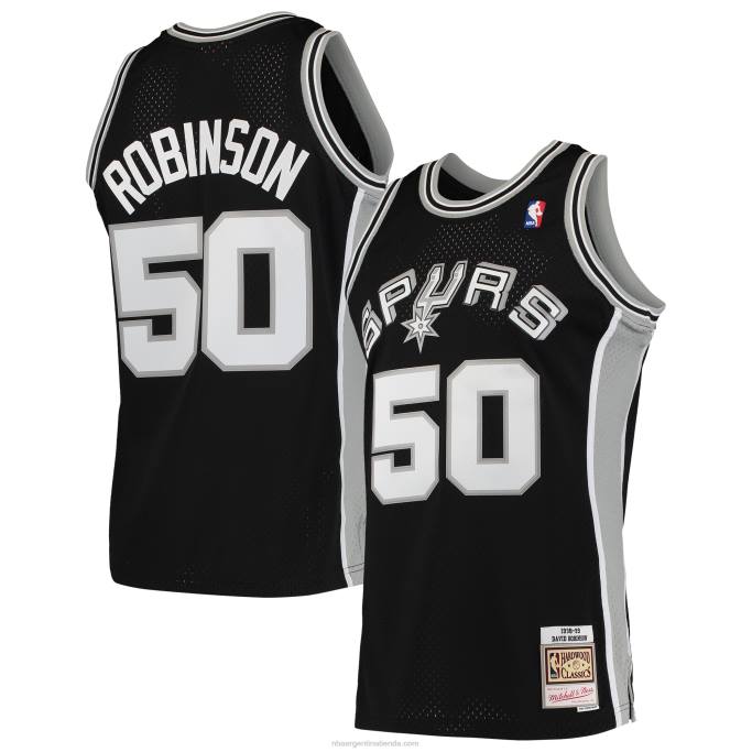 NBA 0F6D1052 san antonio spurs david robinson mitchell & ness camiseta clásica negra de madera dura alero