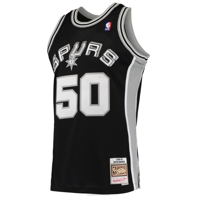 NBA 0F6D1052 san antonio spurs david robinson mitchell & ness camiseta clásica negra de madera dura alero