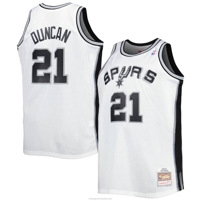 NBA 0F6D1114 san antonio spurs tim duncan mitchell & ness white big & tall hardwood classics swingman jersey