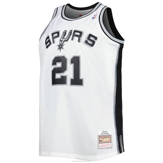 NBA 0F6D1114 san antonio spurs tim duncan mitchell & ness white big & tall hardwood classics swingman jersey