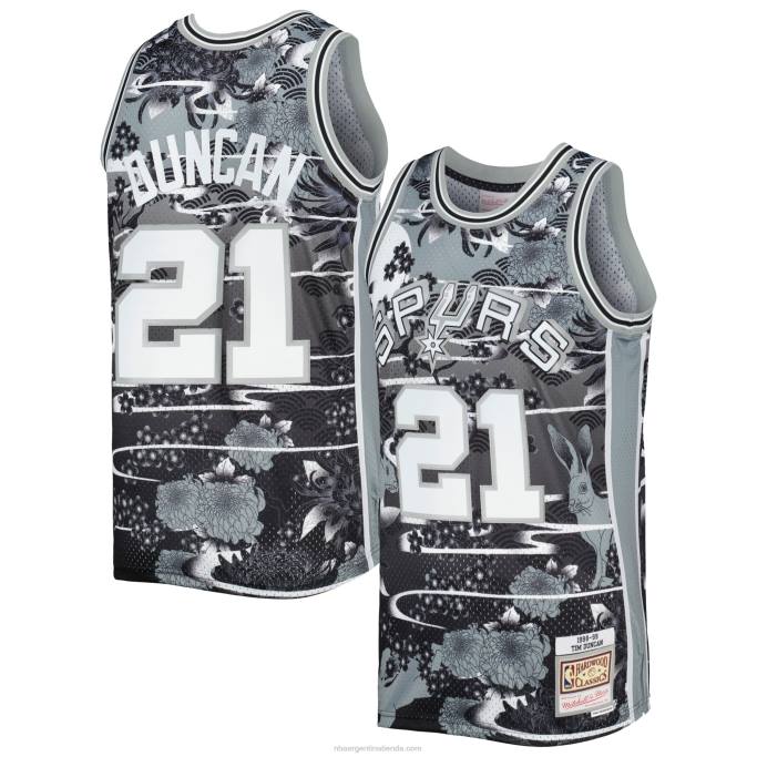 NBA 0F6D1375 san antonio spurs tim duncan mitchell & ness plata hardwood classics año nuevo lunar jersey swingman