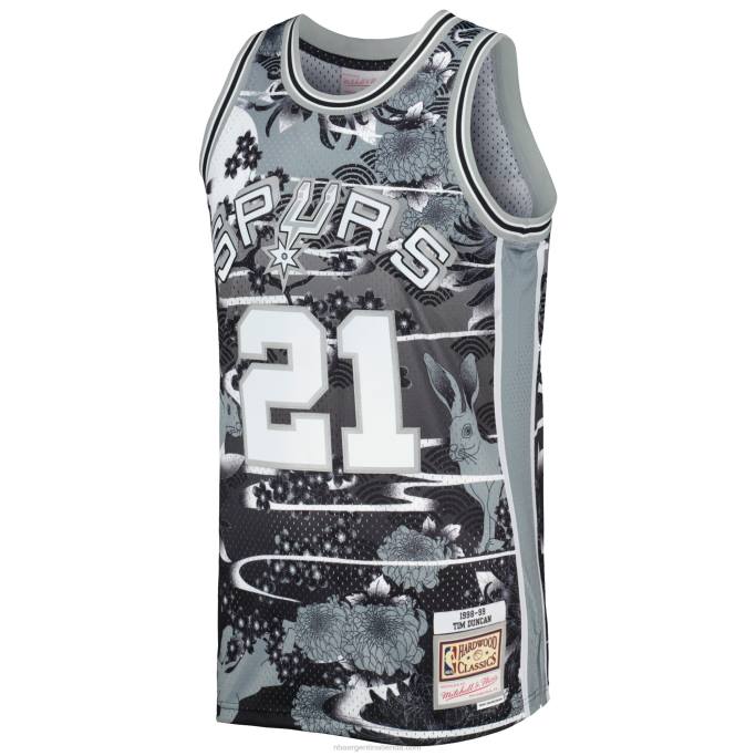 NBA 0F6D1375 san antonio spurs tim duncan mitchell & ness plata hardwood classics año nuevo lunar jersey swingman
