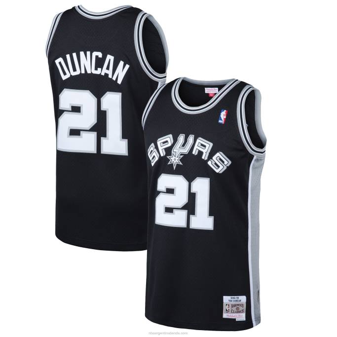 NBA 0F6D430 camiseta de swingman de los san antonio spurs tim duncan mitchell & ness black hardwood classics