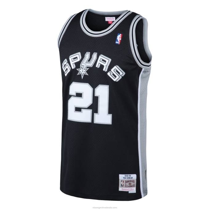 NBA 0F6D430 camiseta de swingman de los san antonio spurs tim duncan mitchell & ness black hardwood classics
