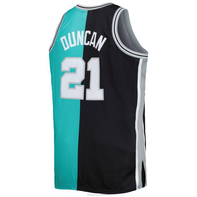 NBA 0F6D4519 camiseta de swingman de los san antonio spurs mitchell & ness black/teal big & tall hardwood classics split