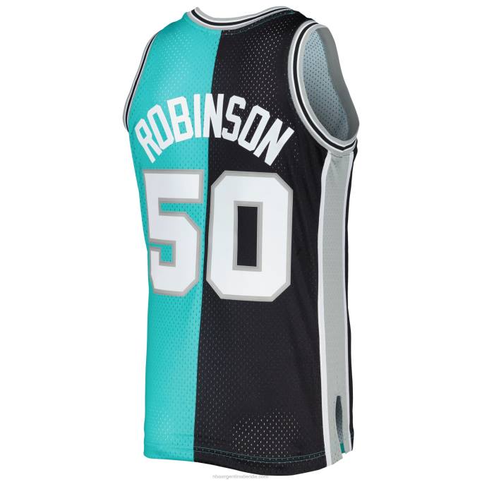 NBA 0F6D6235 camiseta de los san antonio spurs david robinson mitchell & ness negro/verde azulado hardwood classics split swingman jersey