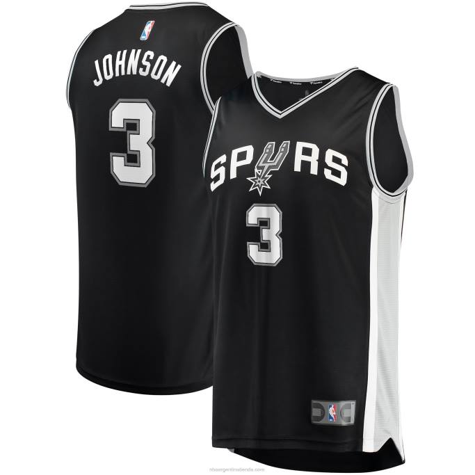 NBA 0F6D6378 camiseta replica san antonio spurs keldon johnson negra fast break