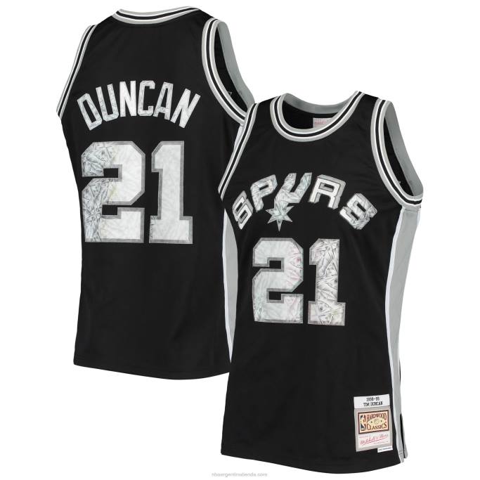 NBA 0F6D7143 san antonio spurs tim duncan black hardwood classics 75th aniversario diamante swingman jersey