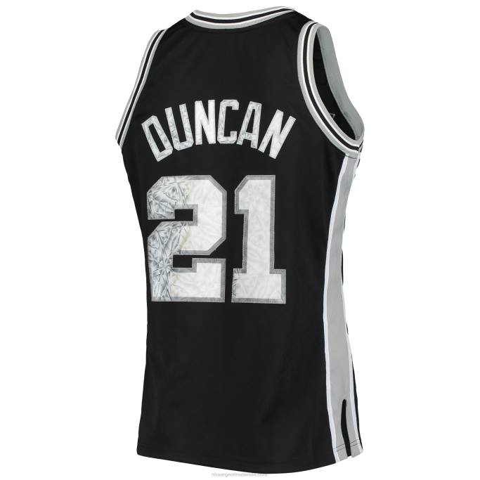 NBA 0F6D7143 san antonio spurs tim duncan black hardwood classics 75th aniversario diamante swingman jersey