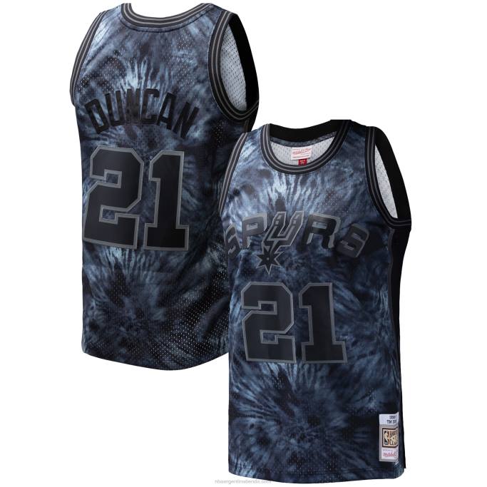 NBA 0F6D7705 camiseta de los san antonio spurs tim duncan mitchell & ness black hardwood classics tie-dye swingman jersey