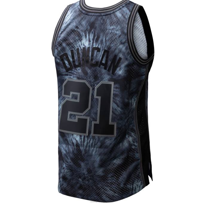 NBA 0F6D7705 camiseta de los san antonio spurs tim duncan mitchell & ness black hardwood classics tie-dye swingman jersey
