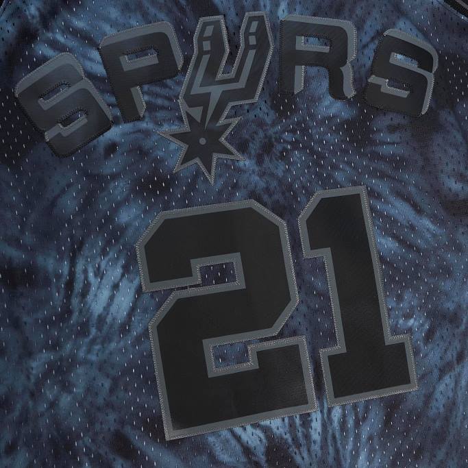 NBA 0F6D7705 camiseta de los san antonio spurs tim duncan mitchell & ness black hardwood classics tie-dye swingman jersey