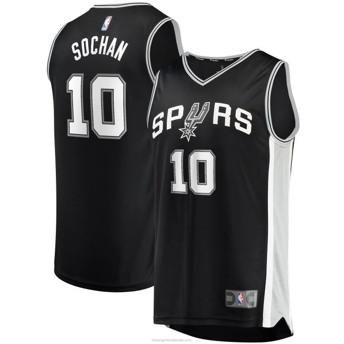NBA 0F6D7809 san antonio spurs jeremy sochan draft negro primera ronda pick fast break replica jugador jersey