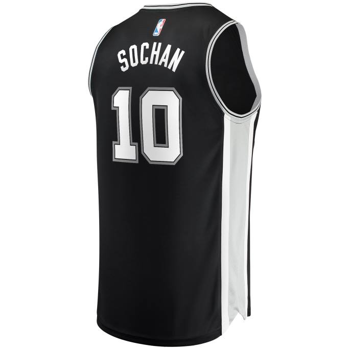 NBA 0F6D7809 san antonio spurs jeremy sochan draft negro primera ronda pick fast break replica jugador jersey