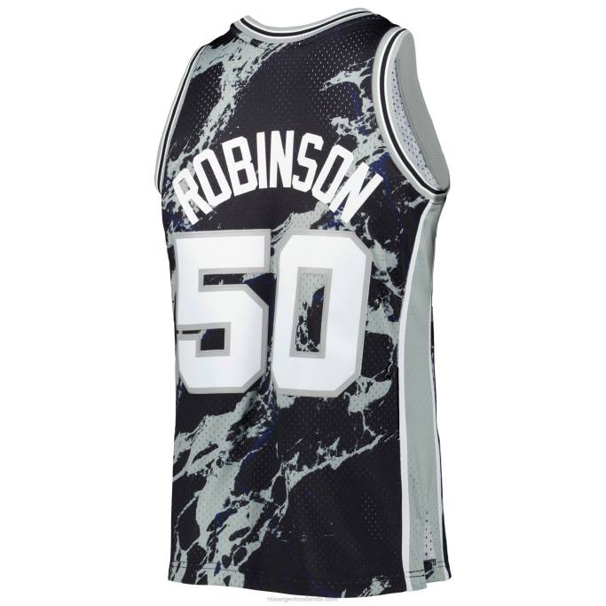 NBA 0F6D8221 san antonio spurs david robinson mitchell & ness negro madera dura clásicos mármol alero jersey