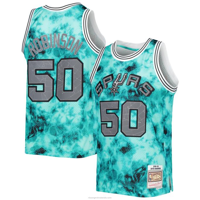 NBA 0F6D8265 san antonio spurs david robinson mitchell & ness camiseta verde azulado galaxy swingman