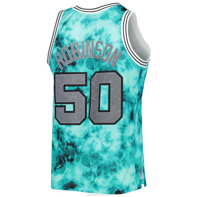 NBA 0F6D8265 san antonio spurs david robinson mitchell & ness camiseta verde azulado galaxy swingman