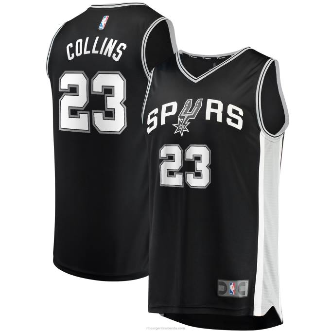 NBA 0F6D8630 camiseta réplica de san antonio spurs zach collins negro fast break